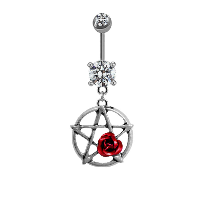 Rosen Pentagramm Bauchnabelpiercing Aus Sterlingsilber_voghion.com