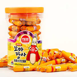 韩国进口海牌箐口小力士鱼肠火腿肠创意整桶健康休闲零食小吃