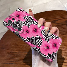 美式复古斑马纹扶桑花手机壳三星S24/S25Ultra光面全包女生手机套