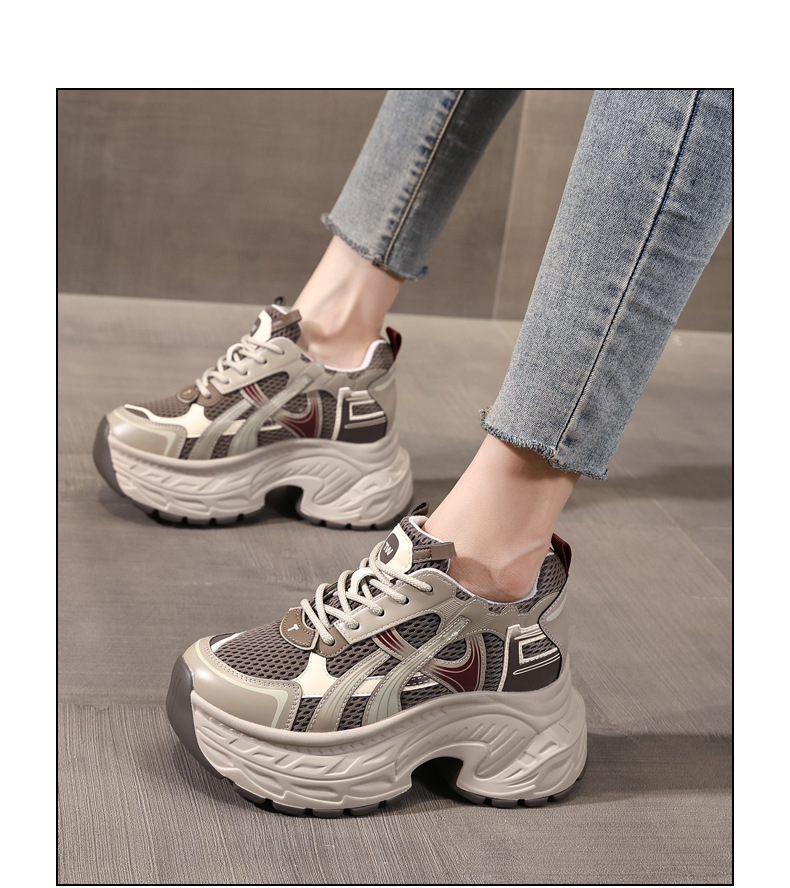 Giày sneaker nữ đế dày tăng chiều cao phong cách retro, gót 8 cm — Màu thẻ chi tiết 15