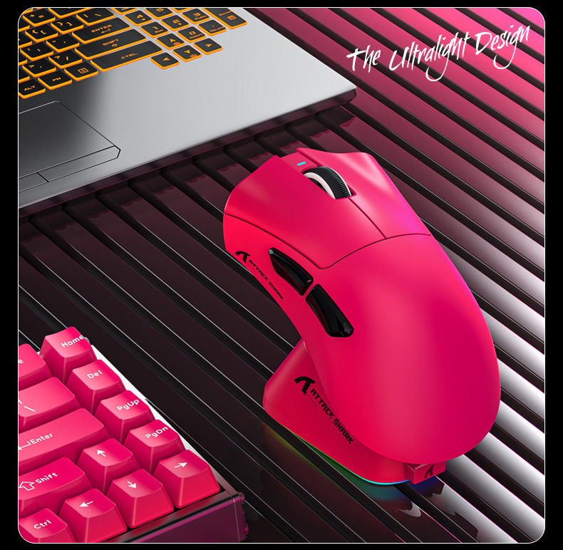 AttackShark V3PRO Mouse, Lightweight, Video Game, The Third Mock Examination, Wireless Bluetooth, RGB Seat, Rechargeable_voghion.com