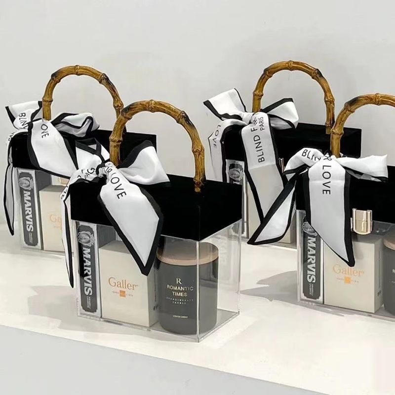 亚克力复古丝绒竹节手提礼盒婚礼伴手礼喜糖盒收纳实用礼品盒