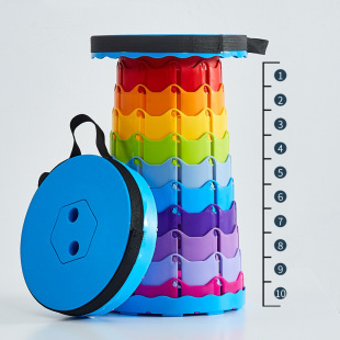 Carefully Selected Telescopic Stool Outdoor Thickened Travel Rainbow Telescopic Folding Stool Manufacturer Wholesale Portable Telescopic Stool