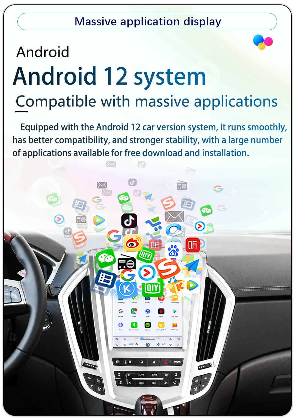 Suitable for 9.7-Inch 09-12 Cadillac Srx Android Large Vertical Screen Wireless Carplay Car Navigation