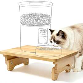 新款实木猫碗架增高架宠物喂食台猫粮盆架护颈防打翻猫咪食盆架