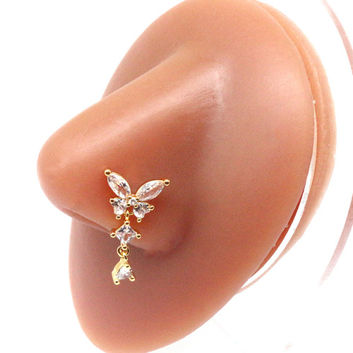 Gaibei European and American cross-border butterfly nose pin, nose ring, nose decoration, gun-shaped nose pin, nose clip, body piercing jewelry manufacturer