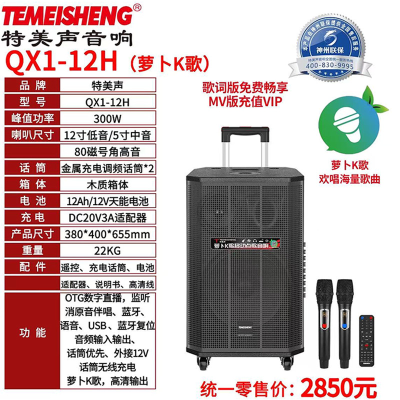 特美声高出力スクエアダンス用ポータブルスピーカー、屋外パフォーマンス、OTGライブ配信、カラオケ、USBメモリ/SDカード対応、Bluetoothスピーカー|undefined