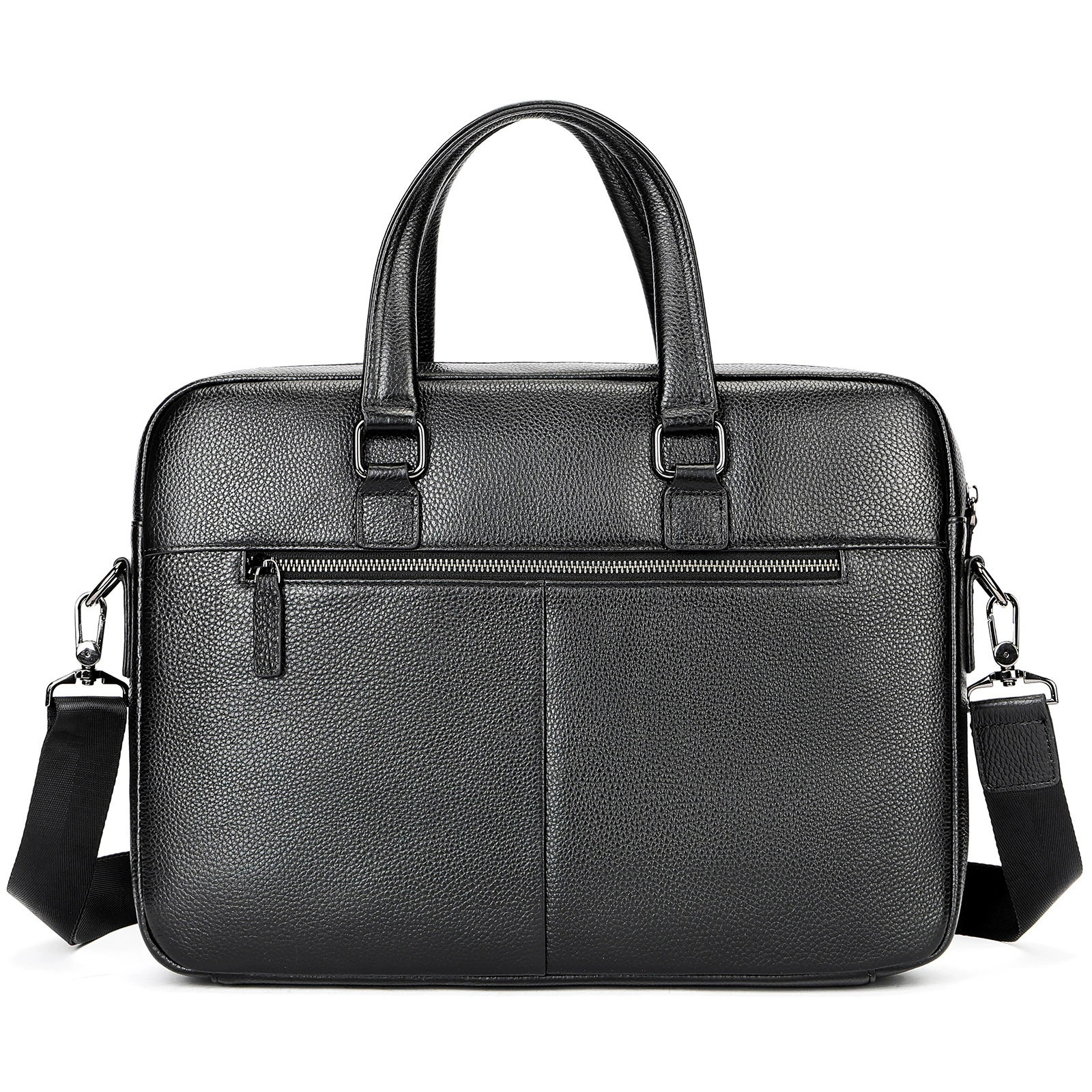 Capacious leather laptop, shoulder bag, genuine leather, business version