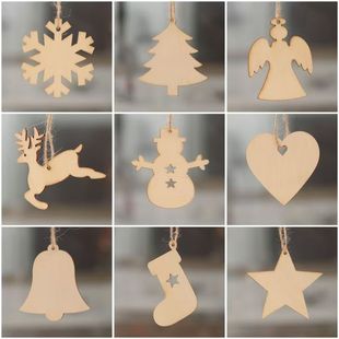 Cross-border wooden creative diy design Christmas tag small wooden logo small pendant craft decorations