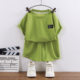 Waffles Thin Boys and Girls Summer Children's Wear Korean Loose Casual Children's Clothes Baby Short-sleeved Pants Set