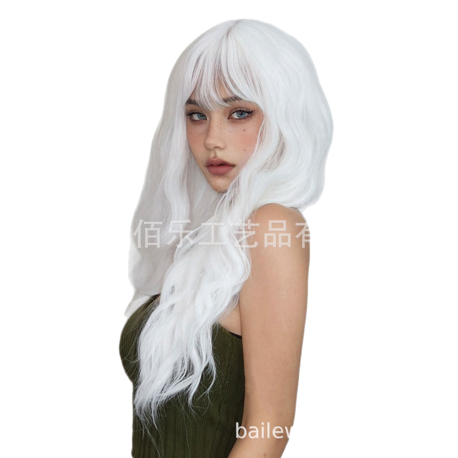 Pelucas blancas Halloween cos cubierta de cabello completo, rizos largos, fibra química cubierta de cabello de mujer pelucas transfronterizas al por mayor image 6