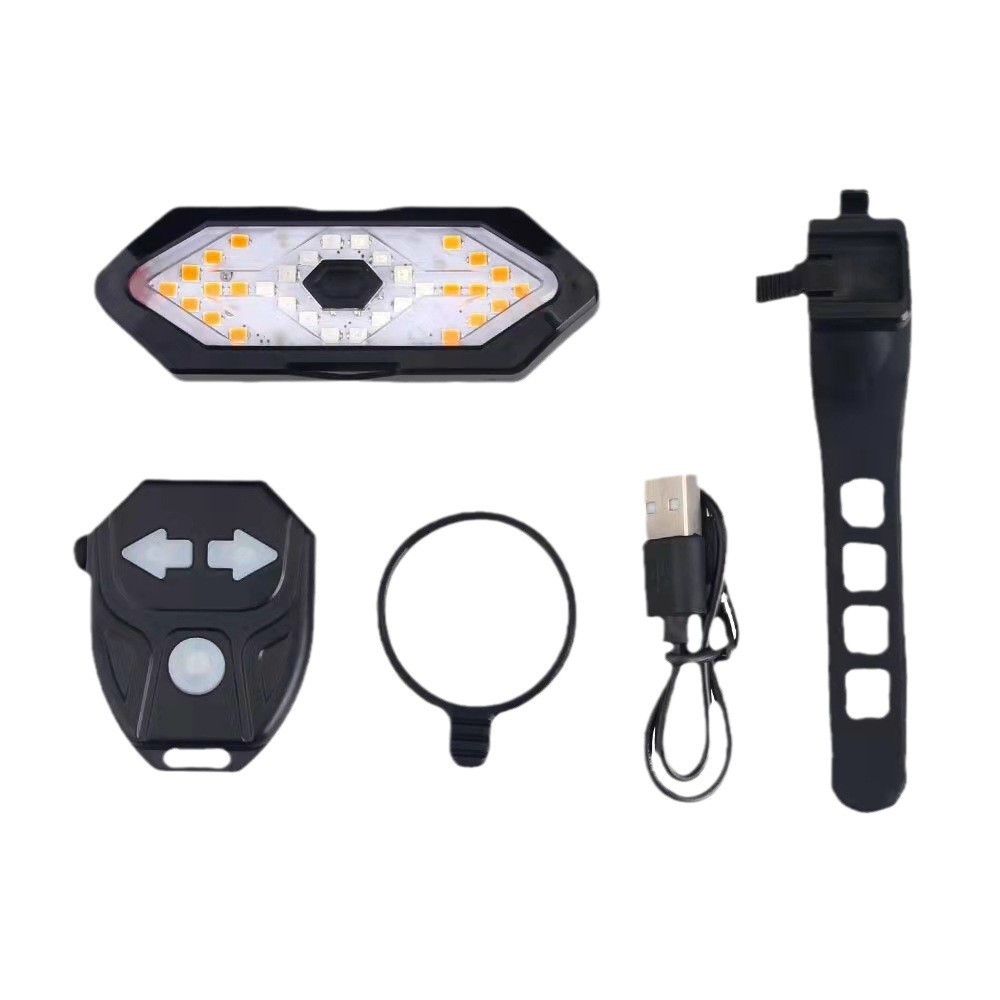 Luces de bicicleta, luces traseras de dirección de control remoto, luces izquierda y derecha, carga USB, conducción nocturna de montaña, LED con bocina, luz de advertencia impermeable