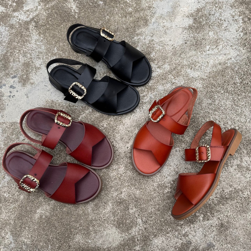 Foreign Trade European and American Style Flat Sandals for Women, Retro Casual Roman Sandals with Buckle, Low Heel, Open-Toe Beach Shoes Foreign Trade European and American Style Flat Sandals for Women, Retro Casual Roman Sandals with Buckle, Low Heel, Open-Toe Beach Shoes