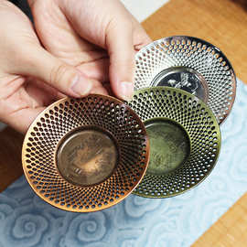 厂家合金杯垫杯托茶道仿古铜茶具配件客厅隔热垫功夫茶杯垫茶托