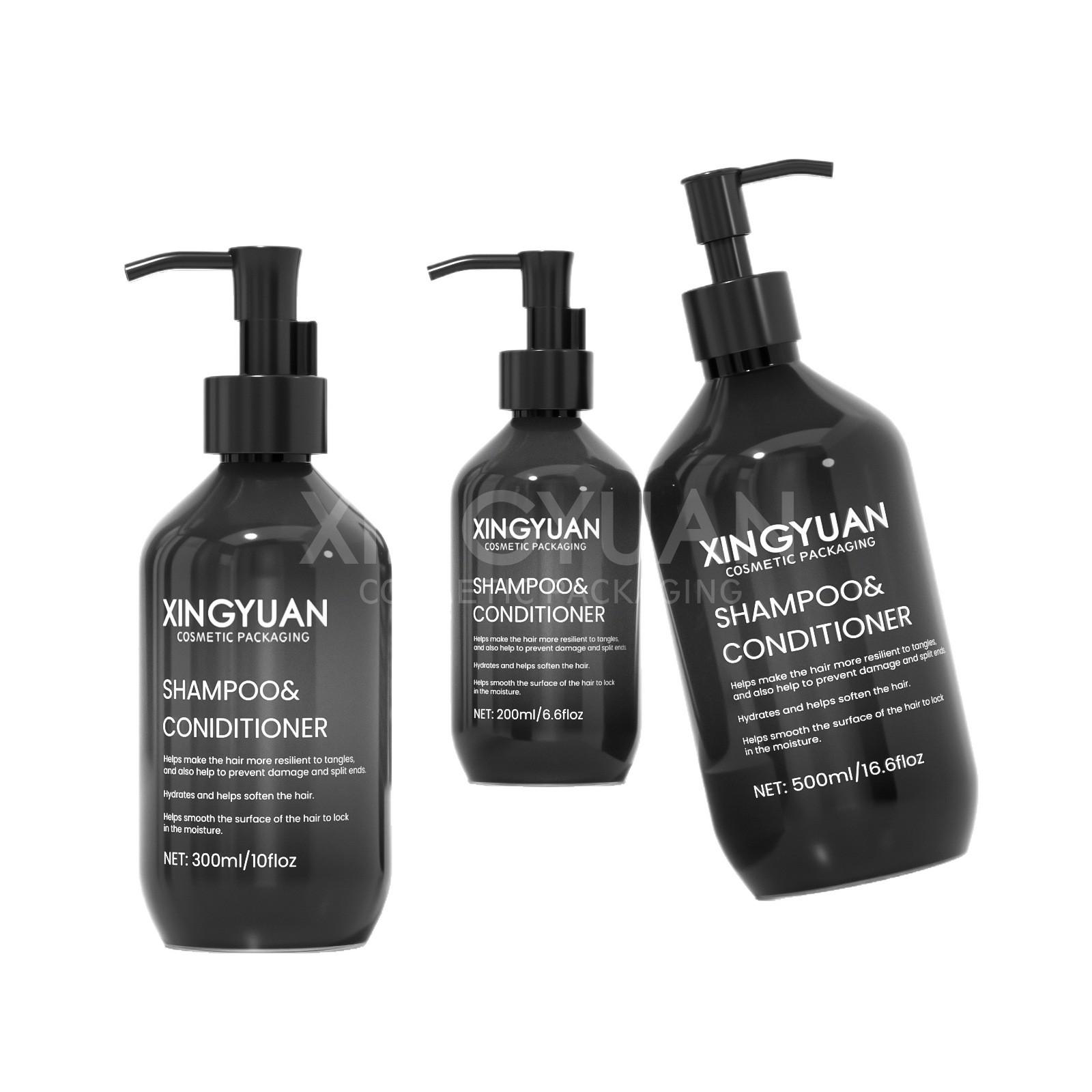 Botella de champú de Boston 500ml botella de acondicionador de cabello de mascota botella de presión botella de plástico de lavado de hombro inclinado botella de loción 300ml