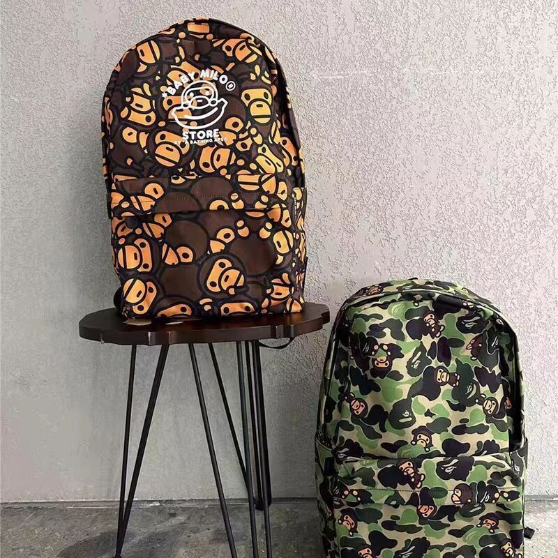 In Stock Bape Baby Classic Blue-Green Camouflage Little Monkey Zoo Backpack Casual Cartoon