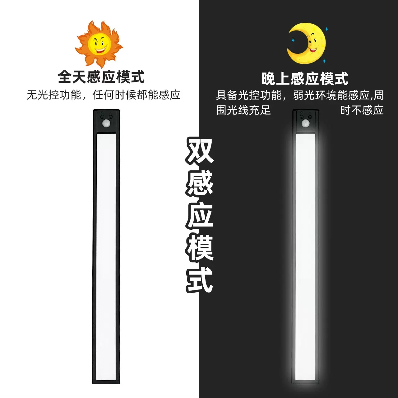 led 感应灯充电USB 小夜灯感应灯橱柜灯 智能人体感应磁吸走廊灯