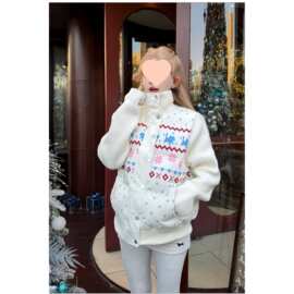 甜酷费尔岛拼接针织立领棉服女冬季韩系夹棉保暖加厚显瘦棉衣外套