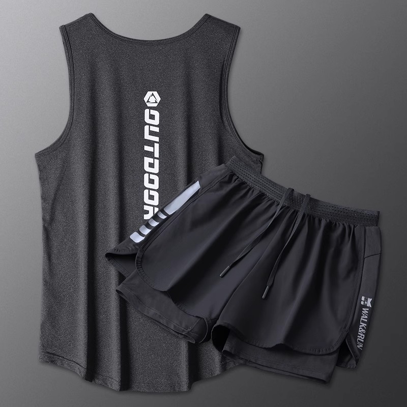 Ropa de fitness hombre running set rápido secado chaleco de maratón atletismo deportivo de verano equipo de entrenamiento de hielo