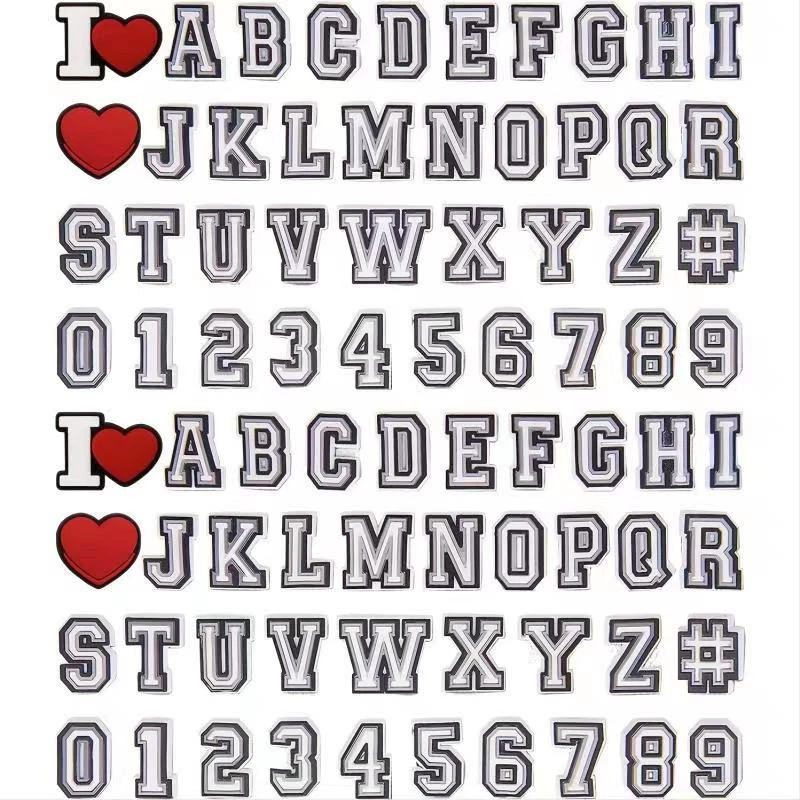 Трансграничная ПВХ черно-белая серая обувь с буквами Цветочная Пряжка для обуви с цифровым отверстием Обувь Аксессуары для рукоделия украшения для обуви Оптовые аксессуары