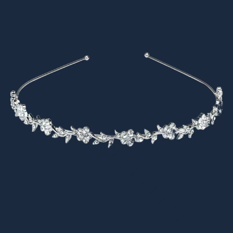 Floral Bridal Rhinestone Headband, Sparking Crystal Hair Accessory_voghion.com