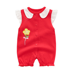 Newborn Short Sleeve Bodysuit Summer Thin Baby Home Clothing Newborn Toddler Baby Princess Pajamas