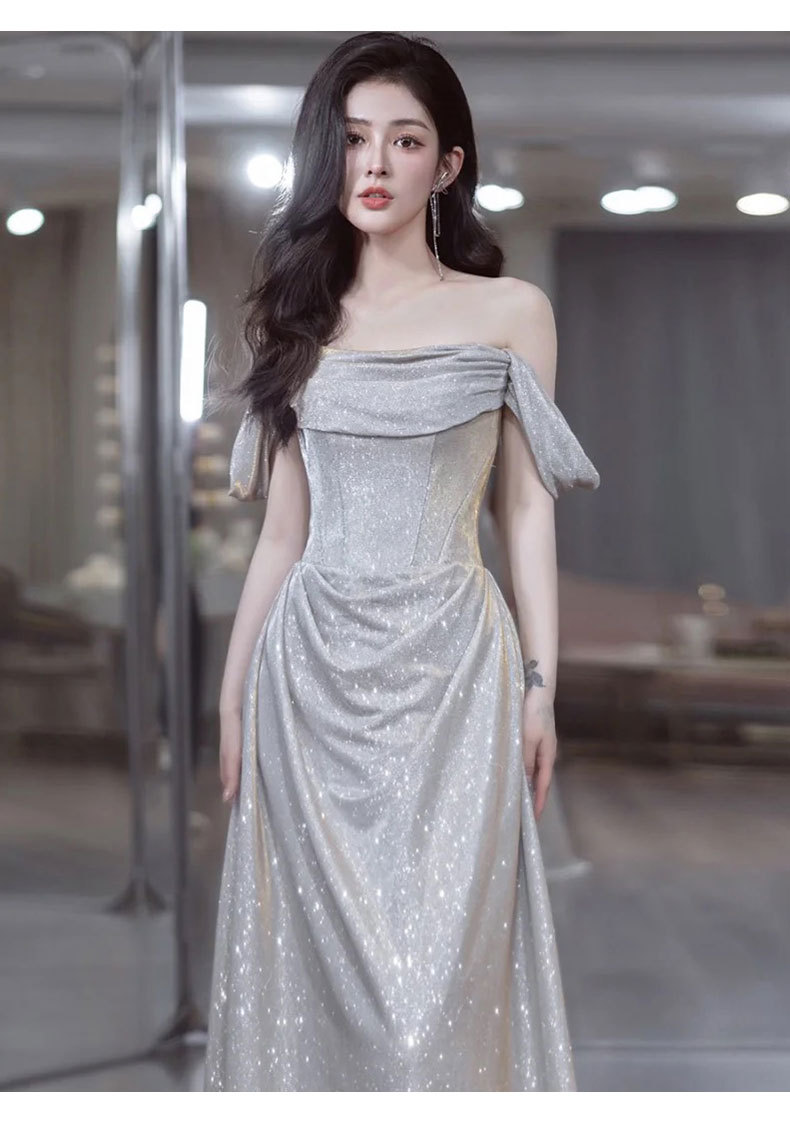 Elegant Off The Shoulder Evening Gown High-End Banquet Dress Style Super Fairy Like Luxurious Fishtail Toast Dress For Women_ecoleips.com