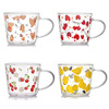 Wholesale glass cup Household with handle glass with pattern printing high borosilicon milk cup glass breakfast cup