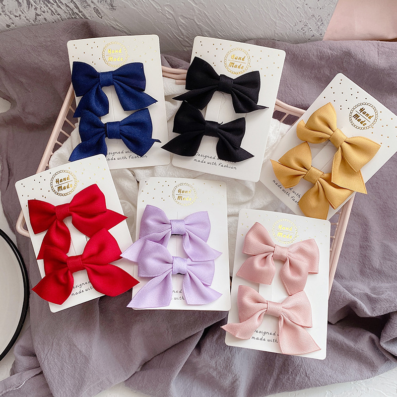 11g Weight Hair Clip Hair Accessories Type 1 Set Quantity Casual, Daily Occasion Solid Color, Bow Knot Pattern Girl'S Gender Cute, Korean Style Style Cute Handmade Fabric Bow Children's Side Clip Hairpin Summer Fresh Girl's Hairpin Hair Accessories 无