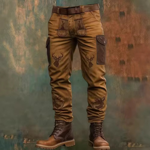 Printed Men's Vintage Jeans Casual Punk Vintage Straight Overalls_mkmklike.com