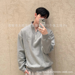 正确版 DO家CD字母刺绣半拉链立领抓绒卫衣高街纯色简约运动帽衫