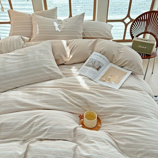 全棉纯棉色织提花水洗四件套柔软亲肤透气床单被套