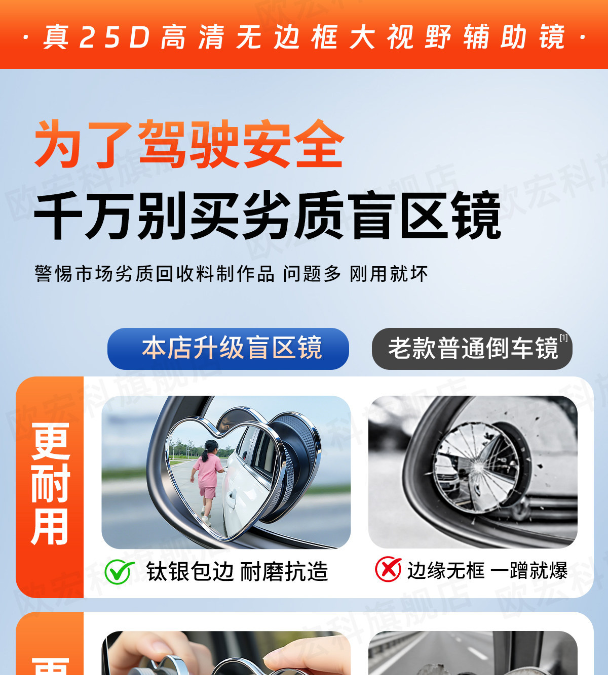 Car Reversing Small Round Mirror, High-Definition Reflective Blind Spot Mirror, Rearview Mirror Auxiliary Mirror, 360-Degree Blind Spot Device, Suction Cup Type