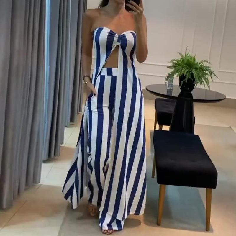 Holiday Daily Women's Vacation Stripe Polyester Printing Stripe Pants Sets Pants Sets display picture 5