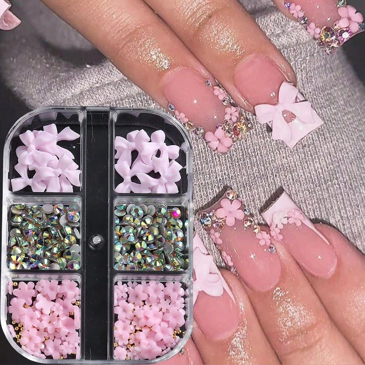 Cruz-frontera popular remache de uñas joyería no se desvanece mezclado 6-rejilla de metal largo hueco estrella Luna decoración de uñas
