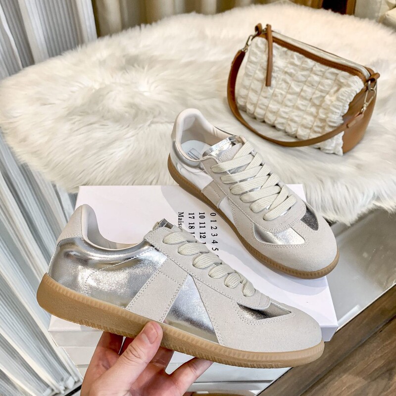 高バージョン Margiela MM6 ドイツのトレーニングシューズ男性と女性のための白い靴カップル本革カジュアルスニーカーレトロニッチトレンディな靴|undefined