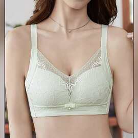 婷婷9908#浪漫蕾丝调整乳弹杯文胸中厚B杯聚拢集中侧收尾货内衣批