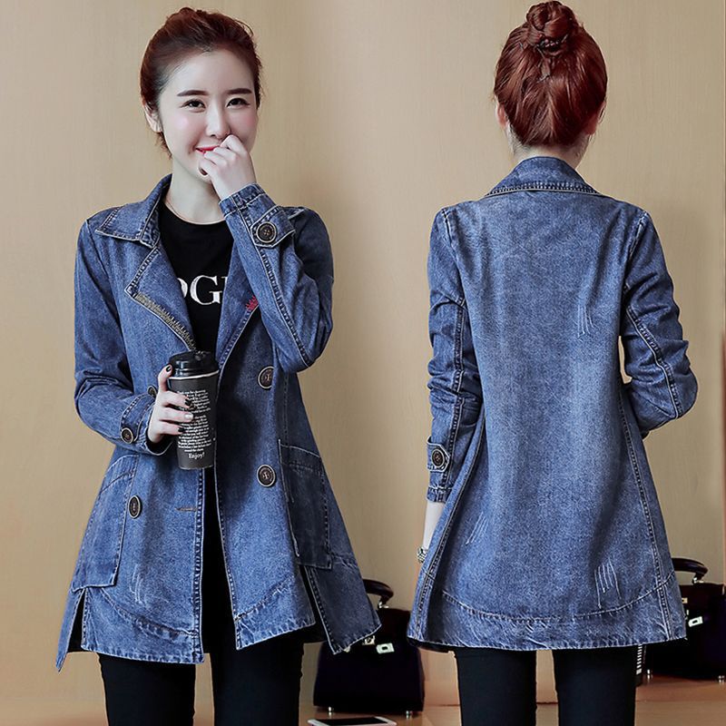 Denim coat for women 2023 new small mid-length popular denim clothing slimming women's top jacket windbreaker