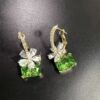 Summer fresh green zirconium, crystal, copper advanced earrings, 14 carat, high-quality style, wholesale