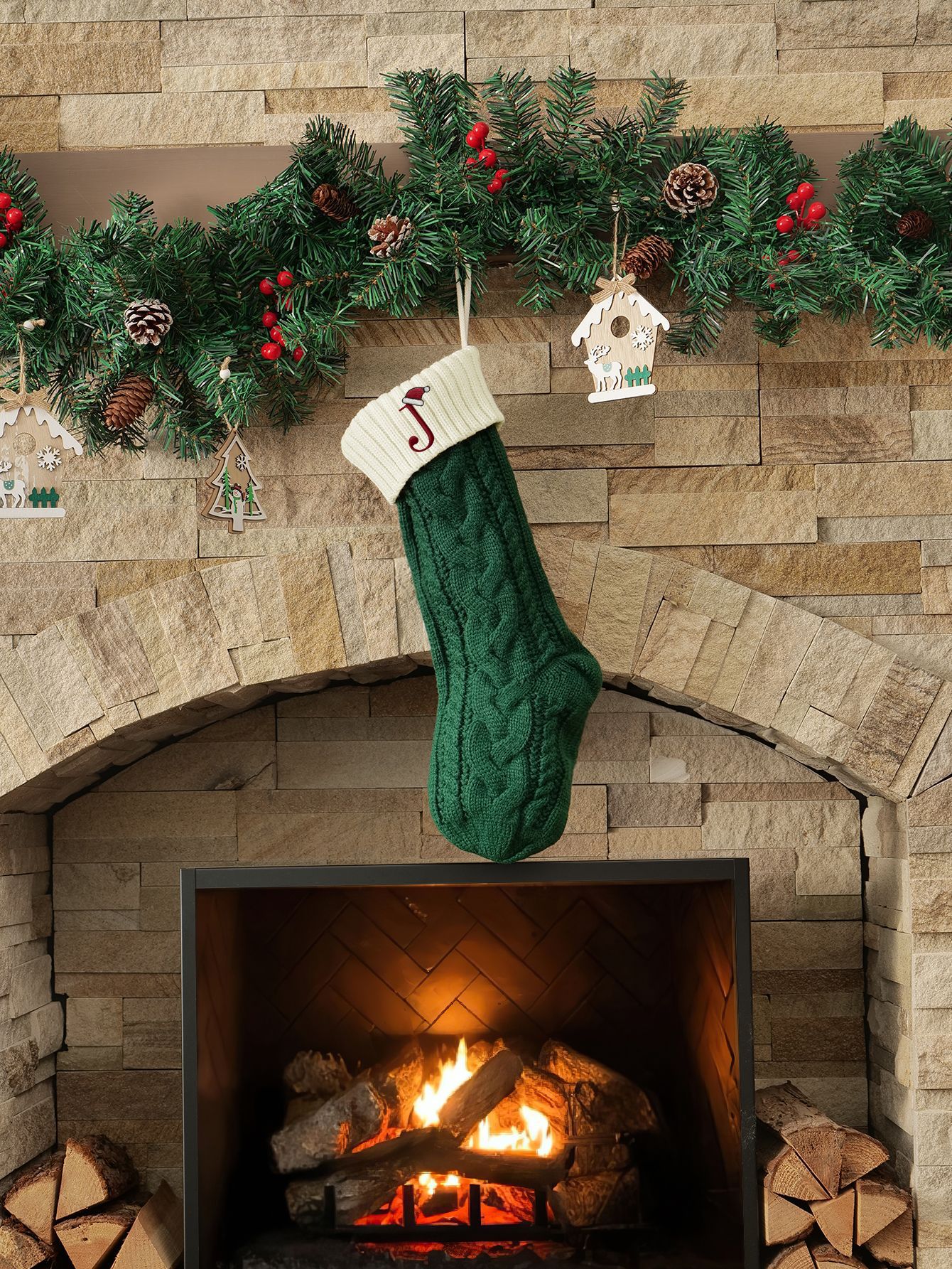 Amazon Europa y los Estados Unidos medias de Navidad personalizadas bordadas calcetines de letras de punto medias de regalo de Navidad colgantes fabricantes image 19