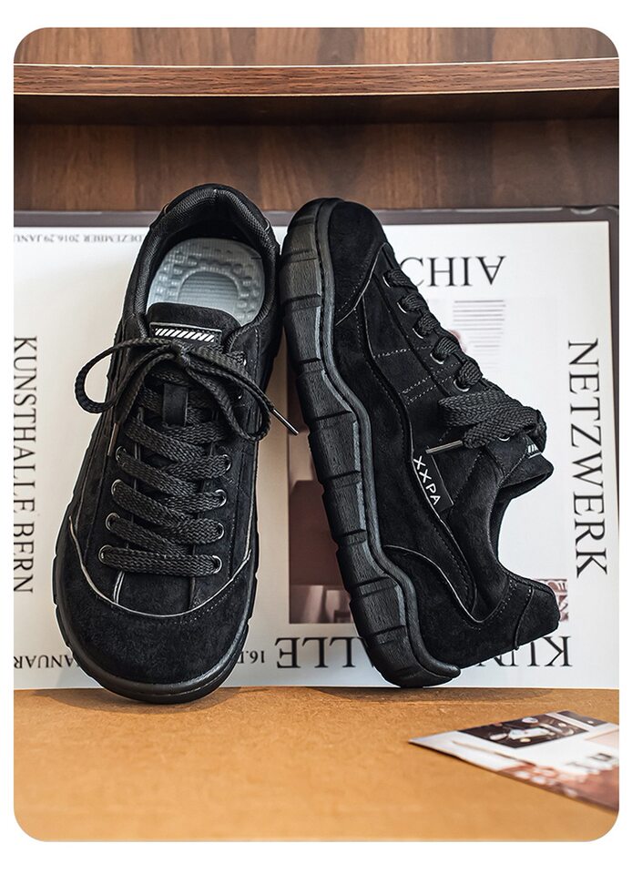 Giày sneaker nam cổ thấp form rộng mũi tròn, đế dày 3 cm, phong cách retro, cỡ lớn — 5018 Kaki, 5018 màu lạc đà, 5018 màu đen chi tiết 25
