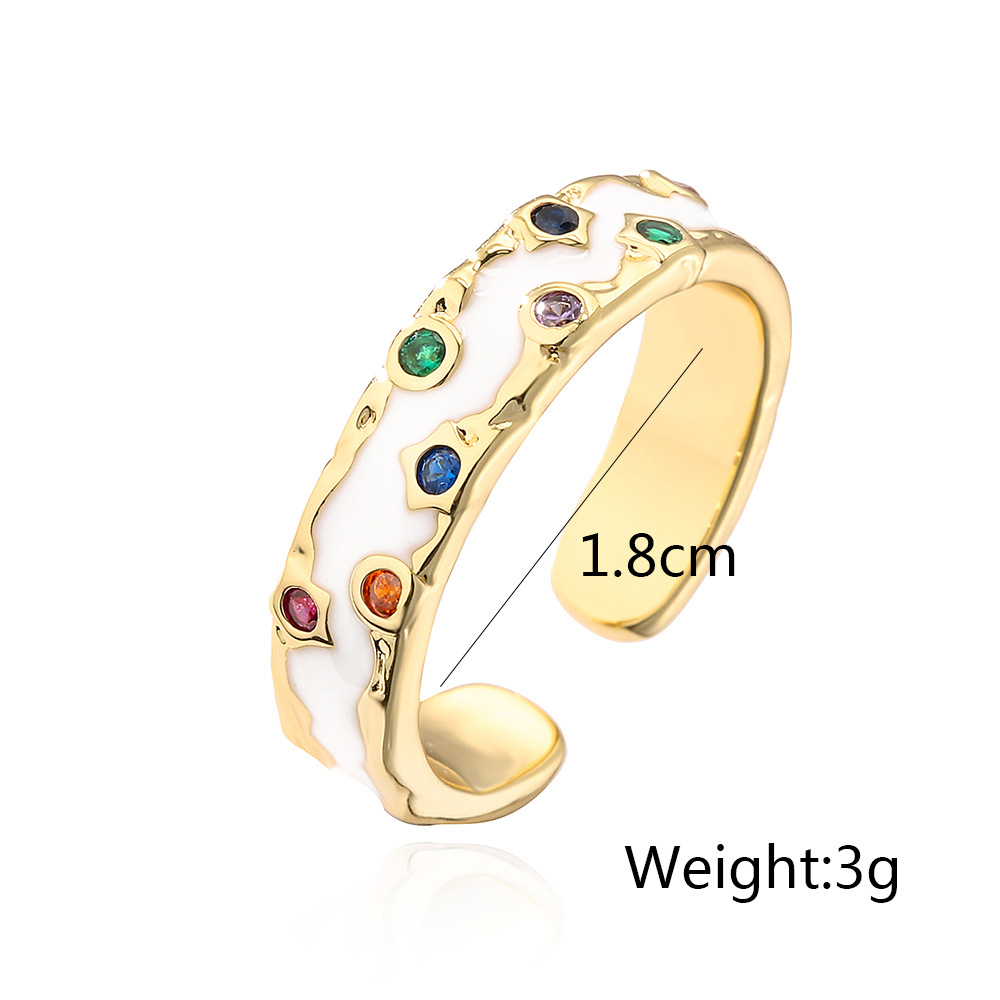Fashion Geometric Copper Inlay Zircon Rings 1 Piece
