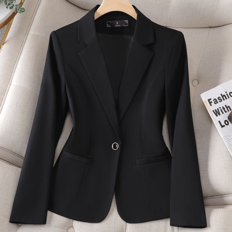 Black Blazer for Women, New Spring and Autumn Style, Short and Versatile, Casual and Professional, Elegant Korean-Style Slim-Fit Suit