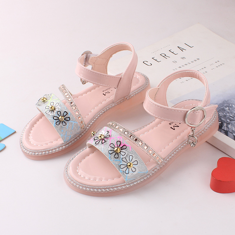 Girls Sandals 2021 summer new pattern children's shoes children Beach shoes girl Sandals Princess shoes Light drill butterfly 2662