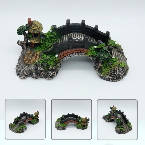 Direct factory supply aquarium landscape decoration bridge resin ornament hiding house turtle basking platform climbing platform aquarium decoration arch bridge