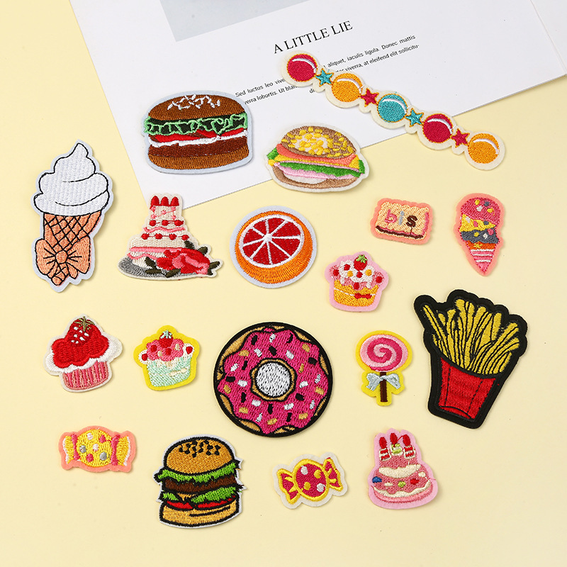 新款卡通食物印花卡通布贴百搭时尚服装图案补丁贴装饰贴