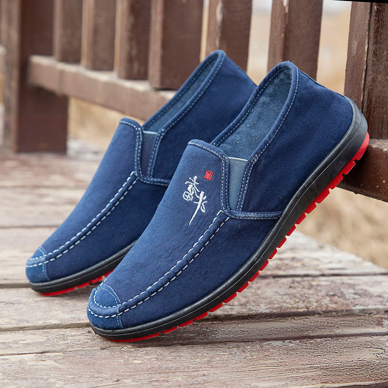 Zapatos de tela viejos de Beijing zapatos casuales transpirables de los hombres zapatos de papá primavera y otoño de fondo suave desodorante slip-on Zapatos de lona image 3