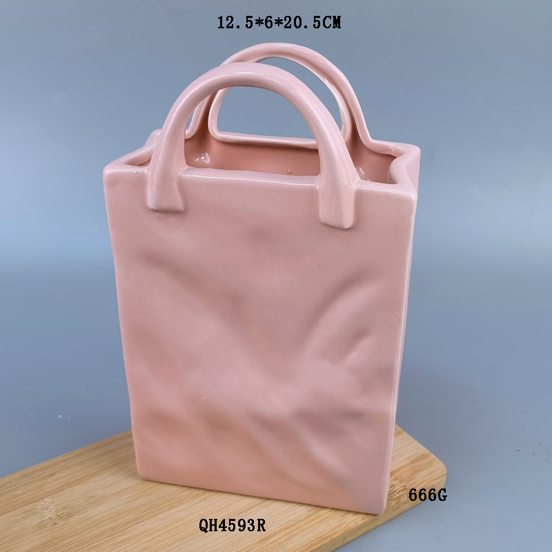 Dehua boca ancha creativo jarrón de cerámica sala de estar arreglo floral modelo de casa decoración de habitación decoración bolso flor al por mayor