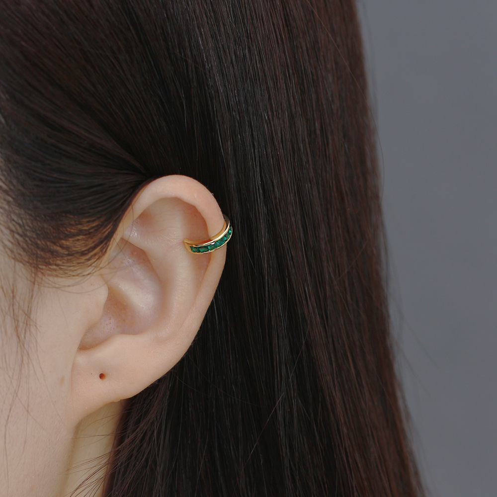 Fashion U Shape Sterling Silver Inlay Zircon Ear clips 1 Piece