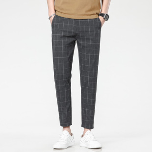 Men's Casual Pants Summer Style Thin Straight Slim Korean Style Trendy Summer Business Imitation Suit Pants for Boys